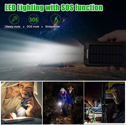 High-Capacity 20,000 m Ah Waterproof Solar Charger Power Bank for Outdoor Adventures – Dual USB-C Fast Charging with Built-in LED Flashlight and Compass (Orange) for Ultimate Portability and Reliability