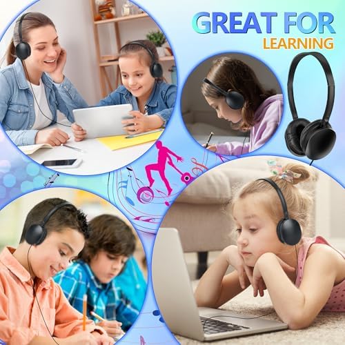 Bulk 15-Pack Kids Headphones for Classroom Learning – Colorful, Durable Earphones for Toddlers, Teens, and Adults – Optimal Audio Solution for School and Home Study Environments with Enhanced Device Compatibility