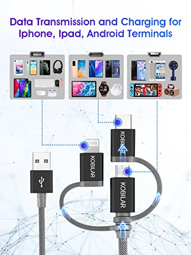 Revolutionize Your Charging Experience with the Apple MFi Certified 3-in-1 Multi Charger Cable – Lightning, Type-C, and Micro Connectors for Seamless Compatibility with i Phone, i Pad, Samsung, Pixel, Mac Book Pro/Air, and Android Devices – Fast Charging and Car Play Ready for Ultimate Convenience and Performance