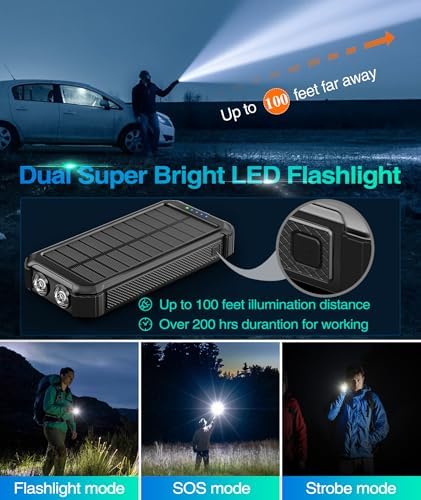 LATIMERIA 45800 m Ah Solar Power Bank – High-Capacity Portable Charger with QC 3.0 Fast Charging, USB-C Connectivity, and Eco-Friendly Solar Technology for i Phone, Samsung, Google Devices – Ultimate Reliability for On-the-Go Power Solutions