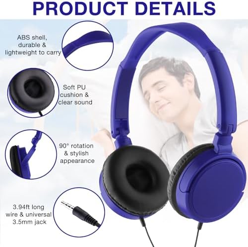 Yunsailing 18-Pack Adjustable Over-Ear Headphones for Students – Durable and Hygienic Wired Classroom Audio Solution with Individually Wrapped Earbuds for Optimal Learning Engagement (Black)