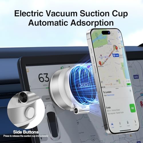 Revolutionary Magnetic Car Phone Holder – Adjustable Vacuum Suction Mount for i Phone 12-16 – Enhanced Stability on Smooth Surfaces – Foldable Design for Optimal Viewing – Hands-Free Navigation & Communication Solution – Durable Lightweight Construction for Everyday Use – Effortless Attachment with Electric Magnetic Technology – Perfect for Mirror, Glass, and Screen Surfaces – Elevate Your Driving Safety with This Essential Accessory