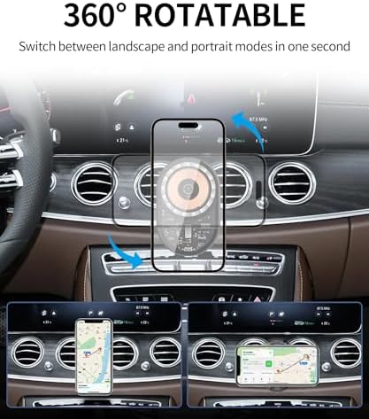 Elevate Your Mercedes Benz E Class (2016-2023) & CLS Class (2018-2023) Driving Experience with the Premium Wireless Charging Phone Holder – Featuring 360° Rotation, Seamless Integration, and Mag Safe Compatibility for Optimal Navigation and Safety Enhancements