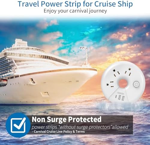 Compact Travel Power Strip – NTONPOWER 3 Outlets & 3 USB Ports (1 USB-C) for Effortless Charging on Cruises, Hotels & Home – 3 ft Short Extension Cord, Lightweight & Cruise Approved for Seamless Device Connectivity – Essential Travel Accessory for Adventurers & Tech Enthusiasts