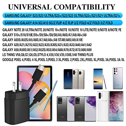 Samsung 25 W Super Fast Charger Bundle – Dual USB-C Wall Charger with 10 FT Quick Charge Cable for Galaxy Devices – Enhanced Speed, Portability, and Compatibility for S25 Ultra, S24, S23, S22, S21, S20, A14, A54, Z Fold 6/5, Z Flip 6/5