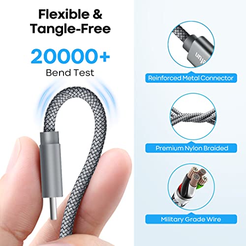 CLEEFUN 20 ft USB Type C Cable – Extra Long Nylon Braided Charger Cord for Fast Charging & Data Transfer, Compatible with Samsung Galaxy Note, LG, Moto, Pixel, Switch & More – Durable & Tangle-Free Design for Ultimate Convenience
