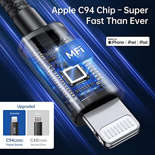 Rapid Charge Your Apple Devices with Syncwire MFi Certified 32 W Car Charger featuring Built-in 5 FT Coiled Lightning Cable – Ultimate Fast Charging Solution for i Phone 14/13/12/11/XR/Max and i Pad – Compact and Travel-Ready USB Adapter for Hassle-Free Power On-The-Go