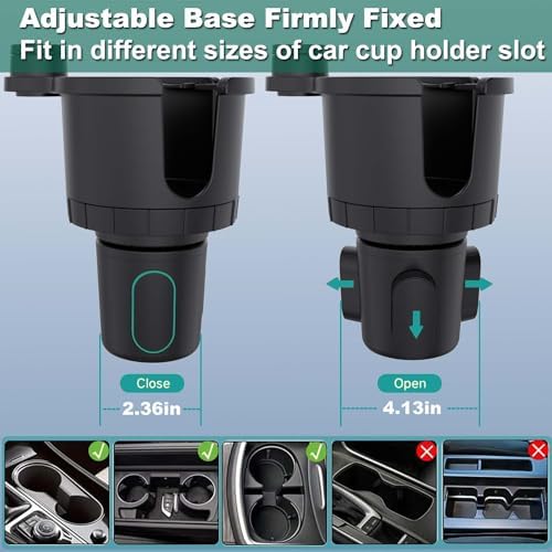 Revolutionary Magnetic Car Cup Holder Phone Mount with Expander – Cuxwill 2 Pack for Mag Safe Compatibility, Perfect for i Phone 15 and All Smartphones, Conveniently Holds 10-40 oz Drink Bottles – Ultimate Hands-Free Driving Solution and Enhanced Stability