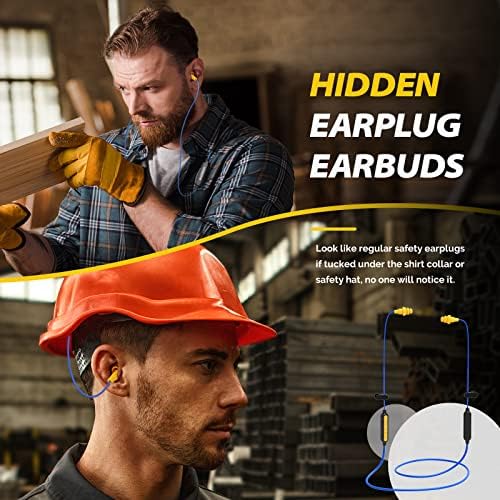 MIPEACE High-Visibility Bluetooth Earplugs – Superior Noise Isolation with 29 d B Sound Reduction, 19+ Hours of Battery Life, Built-In Controls for Seamless Communication in Construction and Lawn Care Settings – Ideal for Work and Calls