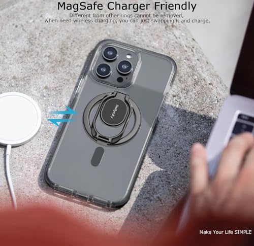 Ultimate Magnetic Phone Ring Holder – Stylish Purple Design for Enhanced Stability & Hands-Free Viewing – Double Adjustable Grip & Stand Compatible with Mag Safe for i Phone & Android – Lightweight, Anti-Fall Accessory for Effortless Handling & Customizable Angles