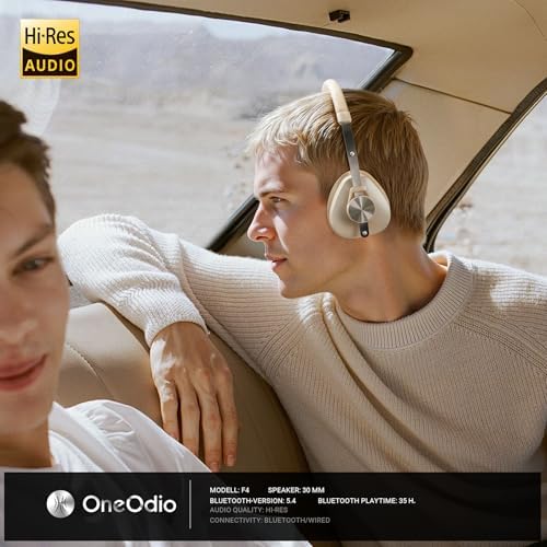 Experience the Fusion of Vintage Aesthetics and Cutting-Edge Technology with One Odio F4 Retro Wireless On-Ear Headphones – Exceptional Hi-Res Audio, Dual Bluetooth 5.4 for Effortless Connectivity, 50 Hours of Playtime, Ultra-Lightweight Design at Just 0.25 lb, and Integrated Microphone for Smooth Communication. Elevate Your Listening Experience with Distinctive Maillard Style and Unparalleled Sound Quality, Perfect for Music Enthusiasts and Casual Listeners Alike. Enjoy Seamless Wireless Freedom Without Sacrificing Audio Fidelity While Indulging in Nostalgic Elegance That Makes Every Moment Memorable. Ideal for Extended Use with Comfort in Mind, These Headphones Are a Must-Have for Those Seeking Both Style and Performance in Their Audio Gear.