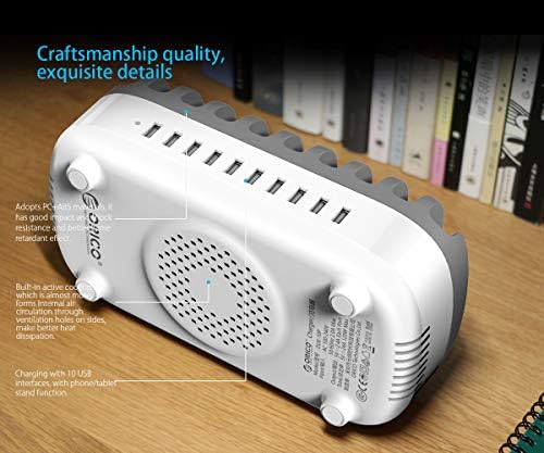 Ultimate 10-Port USB Charging Station by ORICO – 120 W Multi-Device Docking Organizer for i Pads, i Phones, Tablets, Kindles & Phones – High-Speed Charging with Safety Features for Streamlined Tech Management