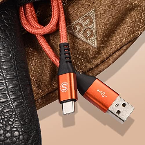 sweguard 3.1 A Fast Charging USB Type C Cable – 2 Pack 6.6 ft Nylon Braided Charger for Samsung Galaxy, LG, Moto, PS5 – Durable, Tangle-Free, High-Speed Data Sync – Ultimate Compatibility and Convenience in Pink