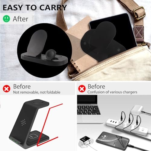 Ultimate 3-in-1 Qi-Certified Wireless Charging Station for i Phone, Apple Watch & Air Pods – Fast, Efficient & Tangle-Free Multi-Device Charger for Home and Office Convenience, Enhance Your Charging Experience with Sleek Design and Safety Features