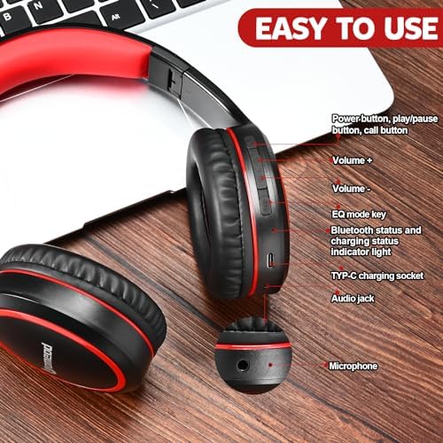 Ultimate 70-Hour Wireless Bluetooth Over-Ear Headphones – Immerse Yourself in Deep Bass with 3 Custom EQ Modes, Lightweight & Foldable Design for Maximum Portability, Integrated Microphone for Seamless Calls – Perfect for Music Lovers, Home Office, and On-the-Go Sound Quality