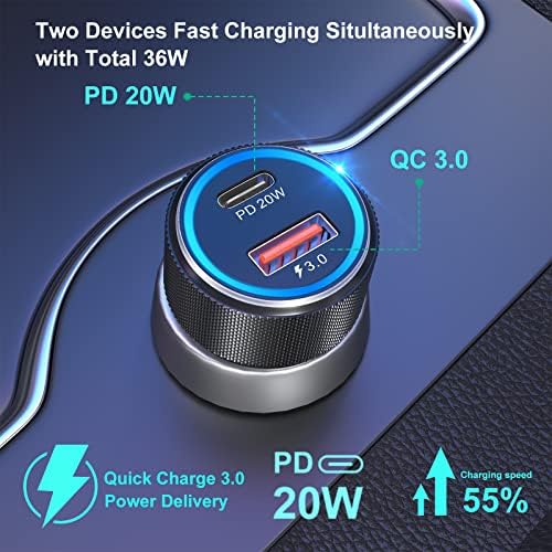 Bangfun 5 Pack USB C Car Charger – 36 W Dual USB Fast Charge Adapter for i Phone 15/14/13/12/11 Pro Max, i Pad, Samsung S24/S21/S20, Google Pixel – Ultimate Compatibility & Rapid Power Solutions for On-the-Go Charging