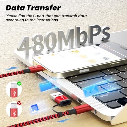 Ultimate Travel USB C Splitter Multi Charging Cable – Dual USB A/C to 4 Type-C Ports for i Phone 16/15 Series & Other Devices, 2 Pack 5 Ft – Efficient Fast Charging & Data Transfer for All Your Tech Needs