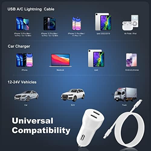 Cabepow 40 W Dual USB-C Car Charger for i Phone 15 Series & i Pad Pro – Rapid Dual-Port Fast Charging Adapter with 2 x 6 FT USB-C Cables for Enhanced Device Compatibility & On-the-Go Power Solutions