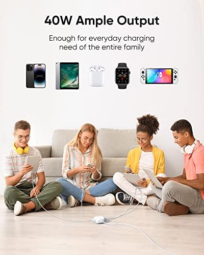 SUPERDANNY 6-Port USB Charging Hub – Ultra-Fast 40 W Multi-Device Power Station for i Phone, i Pad, Galaxy & Pixel – Compact Travel Charger with 4 ft Cable – Versatile Charging Solution for Home, Office & Travel – Streamline Your Device Power Needs with This Essential Gadget