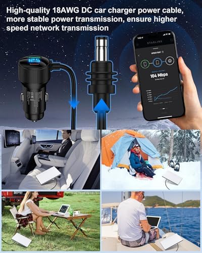Starlink Mini Car Adapter – Dual-Port Waterproof Fast Charger with PD30 W & QC18 W, 10 FT 12 V DC Power Cable for Ultimate Compatibility in Cars, Trucks, Vans, and Yachts – Reliable Power On-the-Go