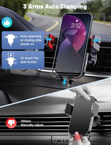 MOKPR Wireless Car Charger – Smart Auto-Clamping Air Vent Mount for Fast Charging (15 W/10 W/7.5 W) – Compatible with i Phone 15/14/13/12/11 and Samsung Galaxy – Stylish Pink Design for Modern Vehicles – Effortless Device Stability and Charging On-the-Go