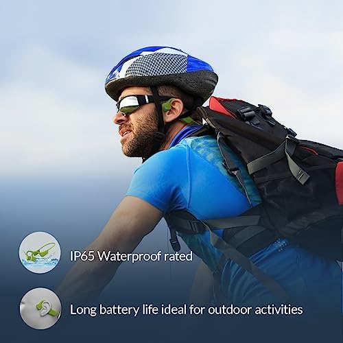 Revolutionary Open-Ear Bone Conduction Headphones for Active Lifestyles – Waterproof Wireless Sport Earbuds with Sweatproof Design and Built-in Microphone for Ultimate Comfort and Safety During Workouts – Trendy Green Color with Universal Device Compatibility