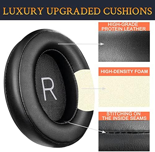 Premium SOULWIT Replacement Earpads for Sennheiser Momentum 3 Wireless Noise Cancelling Headphones – Soft Protein Leather & Memory Foam Cushions for Ultimate Comfort and Noise Isolation, Quick Installation, Sleek Black Design, Compatible Accessories for Enhanced Audio Experience