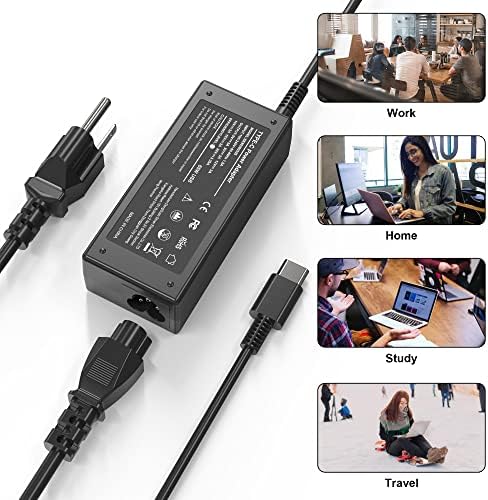 Universal 65 W USB-C Laptop Charger for Chromebook – Fast Charging Compatibility with HP, Dell, Lenovo, Acer, Asus, Samsung – Versatile Type-C Power Adapter for 45 W and 65 W Devices – Reliable and Efficient Charging Solution for Modern Laptops