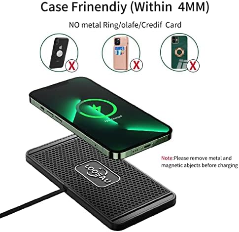 LOOSAU 15 W Fast Wireless Car Charger Pad – Non-Slip Charging Solution for i Phone 11-16 Pro Max, Samsung Galaxy S20/S10+/Note 9, and LG Devices – Effortless Power-Up with Intelligent Safety Features and Universal Mounting for All Vehicles