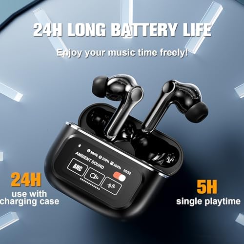 Touch Screen ANC Wireless Earbuds – Next-Gen Bluetooth 5.4 In-Ear Headphones with Premium Noise Cancellation for i Phone & Android – Superior Sound Quality, Comfortable Fit, Perfect for All-Day Listening