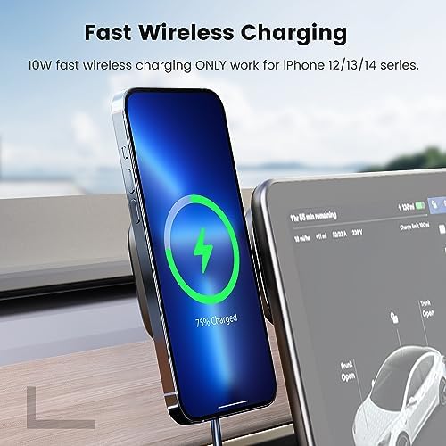 Magnetic Phone Mount for Tesla Model 3 & Y – Seamless Mag Safe Integration for i Phone 12/13/14/15 Series – Invisible Foldaway Design Enhances Interior Aesthetics – Secure, Hands-Free Navigation & Communication Accessory for Tesla Drivers – Effortless Installation, Optimized Compatibility & Unmatched Stability