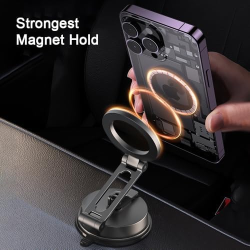 Magnetic Car Phone Mount,Dashboard Cell Phone Holder,Car Holder for iPhone,One-Hand Operation,360-Degree Adjustable (Phone Mount) – Enhanced Compatibility and Speed