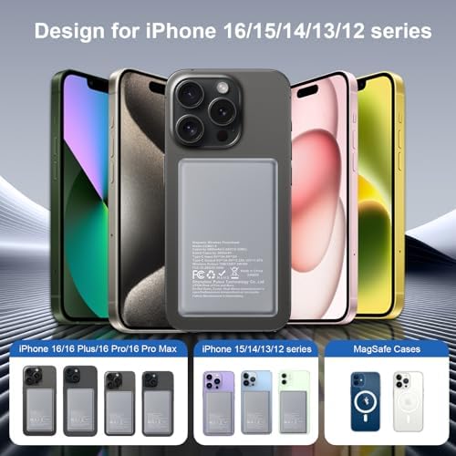 Magnetic Wireless Power Bank for Samsung Galaxy & i Phone – 5000 m Ah Portable Charger with 20 W USB-C Fast Charging for Seamless Device Compatibility, Ideal for On-the-Go Tech Enthusiasts and Professionals