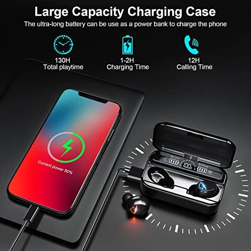 Premium Yardstick Bluetooth 5.2 Wireless Earbuds with 1200 m Ah Charging Case – 60 Hours Playtime, IPX5 Waterproof, Built-in Microphone, Ideal for Active Lifestyles & Cell Phone Charging Function – Perfect for i OS/Android Users