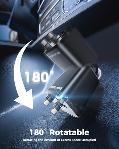Ultimate 4-in-1 Retractable USB C Car Charger for Fast Charging – Dual Type C Cables for i Phone 16/15/14/13/12, i Pad, Galaxy, and Pixel Devices – Streamlined Design for Maximum Efficiency and Clutter-Free Travels