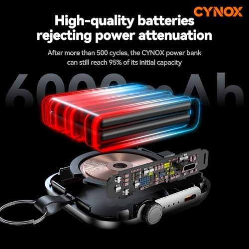 6000 m Ah Magnetic Power Bank – 3-in-1 Portable Charger for i Phone 12-16, Apple Watch, and Air Pods – 22.5 W Fast Charging USB-C Battery Pack for Effortless On-the-Go Power and Enhanced Device Compatibility