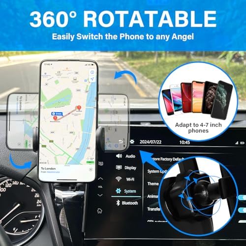 Custom-Fit 360-Degree Rotation Car Phone Holder for Toyota Corolla 2019-2025 & Corolla Cross 2022-2025 – Hands-Free Cell Phone Cradle with 8-Inch Screen Compatibility – Elevate Driving Safety and Convenience with Sturdy, Easy-Install Mount