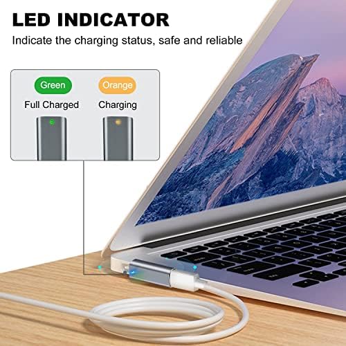 140W PD Quick Charge USB C to Magnetic 3 Adapter, Type-C to Mags 3 Converter with LED Indicator Light for MacBook Pro 2024/2023/2021 (M1/M2/M3, 14/16″), MacBook Air (M2/M3), Silver – Enhanced Compatibility and Speed
