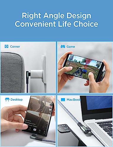 Optimize your charging setup with the AINOPE 240 W USB C to USB C Cable, a 6-foot powerhouse engineered for ultimate speed and flexibility. Featuring a right-angle connector, this fast charging cable is perfect for gaming or multitasking without the clutter of tangled cords. Compatible with the latest devices, including i Phone 16 Pro Max, i Phone 15, Mac Book Air/Pro, i Pad Pro, Samsung Galaxy, and Pixel, it delivers an impressive 240 W power output for rapid charging. The dual-pack offers exceptional value, ensuring you have a reliable charging solution wherever you go. Built with premium materials for durability, the sleek grey and blue design enhances your tech aesthetic while providing long-lasting performance. Elevate your device charging experience with this versatile cable, designed for both home and office use, while ensuring seamless connectivity across all your electronics.
