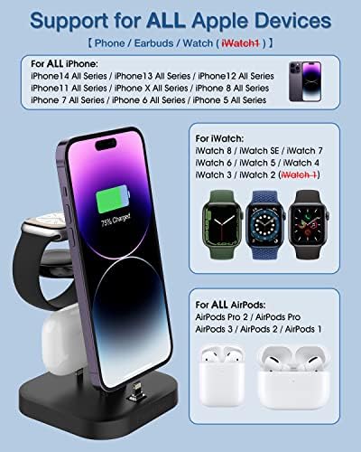 3-in-1 Wireless Charging Station for Apple Devices – Fast Magnetic Charger for i Phone 15/14/13/12/Pro Max/SE/11/XS/XR/8, Apple Watch 9-2, and Air Pods – Streamlined Power Solution for Home and Travel – Sleek, Compact Design for Enhanced Compatibility and Speed