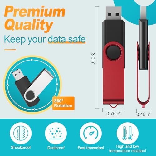 Kepmem 10-Pack 2 GB USB Flash Drives – Versatile Swivel Thumb Drives with Enhanced Compatibility, Ideal for Quick File Transfers and Backups, Assorted Colors for Personalized Style – Perfect Portable Pen Drive Solution for Students and Professionals