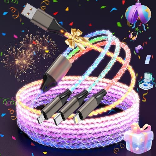 Illuminate Your Charging Routine with the 66 W RGB LED Light Up 3-in-1 USB C Charger Cable – Versatile 4 FT Cord for i Phone 16/15/14/13/12, i Pad Pro, Samsung, and Pixel Devices – Fast Charging with Enhanced Compatibility and Stylish Glow