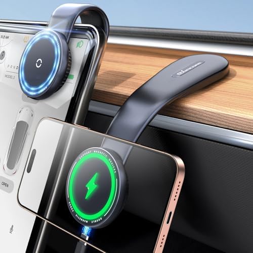 eSamcore for Magsafe Car Mount Charger, Wireless Magnetic Car Phone Holder Detachable 15W Fast Charging for Dashboard with Bendable Aluminum Arm Only Fit iPhone 16 15 14 13 12 Pro Max Mini – Enhanced Compatibility and Speed