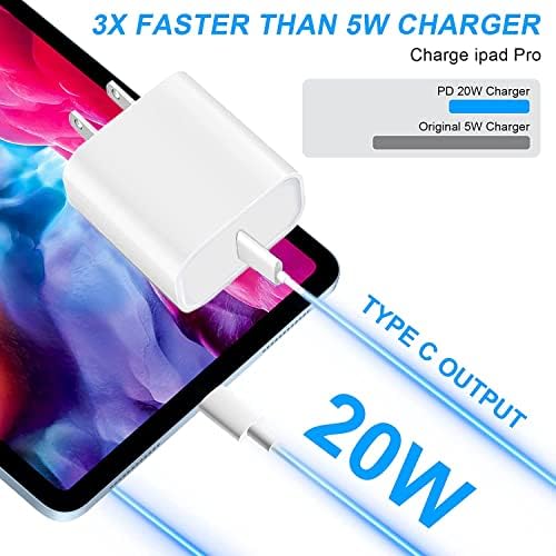 Rapid USB-C Fast Charger for i Pad Models – 20 W PD Wall Adapter with 6 FT Cable for Efficient Charging of i Pad Pro, Air, and Mini – MFi Certified, Compact Design for Travel, Enhanced Compatibility and Safety Features