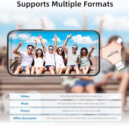 MFi Certified 256 GB 3-in-1 USB 3.0 Flash Drive – Versatile Memory Stick for i Phone, i Pad, Android & PC – Ultra-Fast Data Transfer with Enhanced Security Features – Compact, Lightweight Design for On-the-Go Backup & Sharing – Ideal Photo, Video & File Storage Solution in Elegant Rose Gold