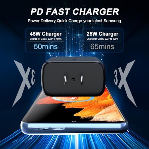Samsung 45 W USB-C Wall Charger with 6.6 ft Cable – High-Speed Charging Solution for Galaxy S25 Series & Note Devices – Compact, Reliable, and Travel-Ready for Mobile Professionals Seeking Efficiency and Versatility