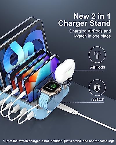 Ultra-Fast 6-Port Charging Hub – 100 W Multi-Device Power Station for i Phone, i Pad & Samsung – Triple PD USB-C Ports for Lightning Speed Charging – Compact, Modern Design with Advanced Safety Features – Perfect for Home Office Efficiency and Device Organization