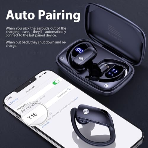 BMANI Bluetooth Wireless Earbuds – 48-Hour Playback Sport Headphones with LED Battery Display, Over-Ear Design & Secure Earhooks, Perfect for Active Lifestyles and Hands-Free Calls, Enhanced Compatibility for Seamless Device Pairing – Ideal for Workouts and Daily Commutes
