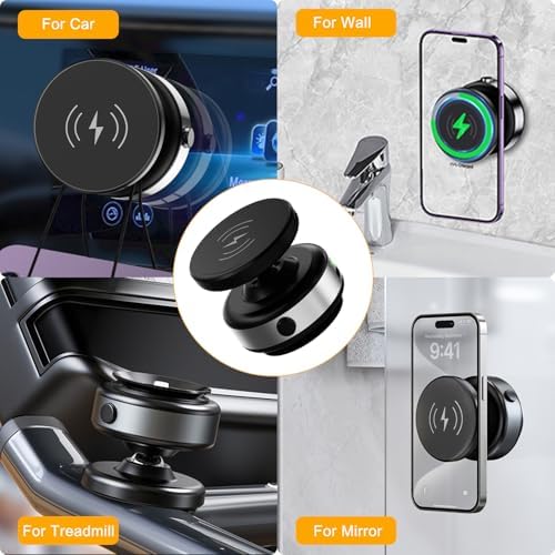 15 W Wireless Charger Suction Phone Holder – Versatile Magnetic Vacuum Mount for All Smartphones – Perfect for Car, Gym, Mirror, and Shower Use – Fast Charging with Enhanced Stability for On-the-Go Convenience