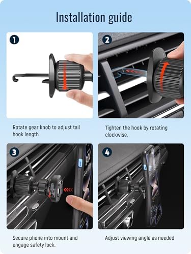 sincetop Car Phone Mount with Instant Quick Release Series Q[Quad] – 360° Adjustable Dashboard Phone Holder, One-Second Detach, Compatible with iPhone/Samsung – Enhanced Compatibility and Speed